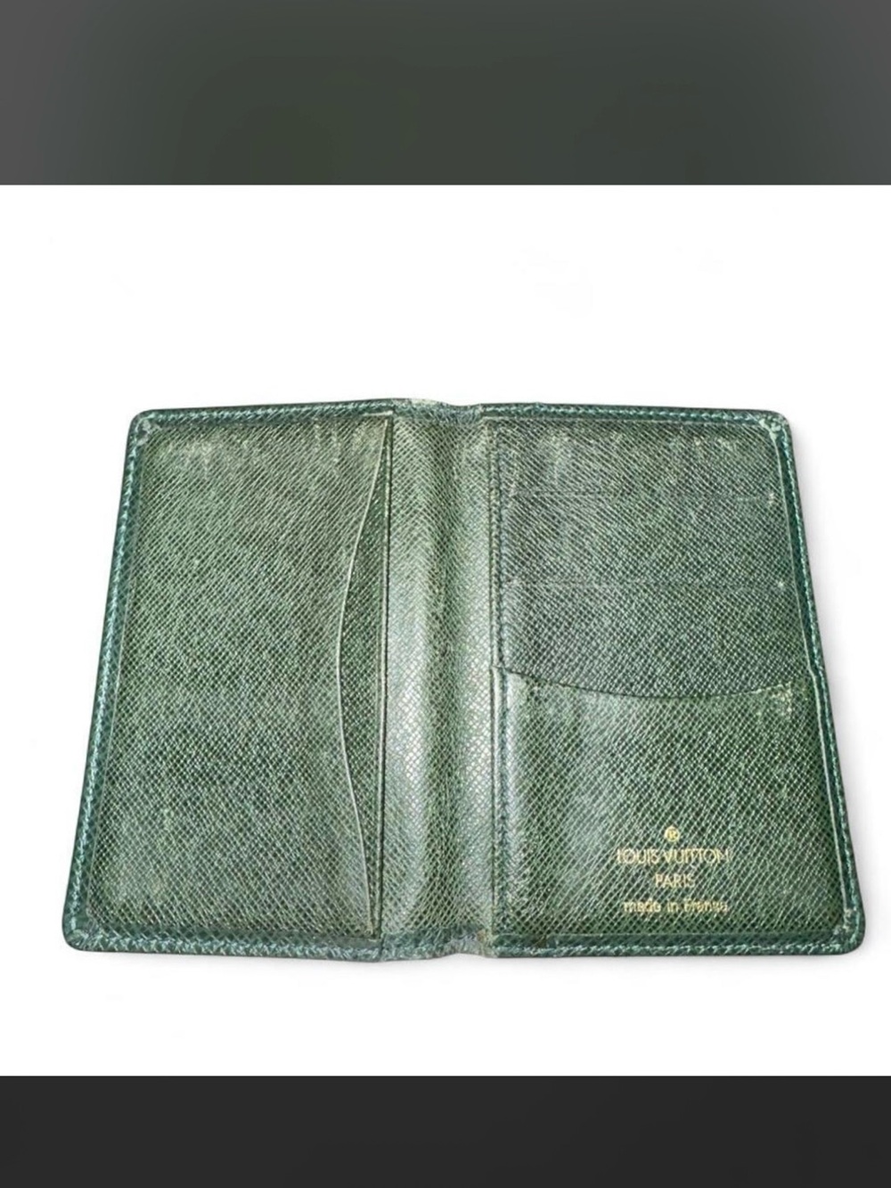 Louis Vuitton Men's Dark Green Textured Leather Card Holder